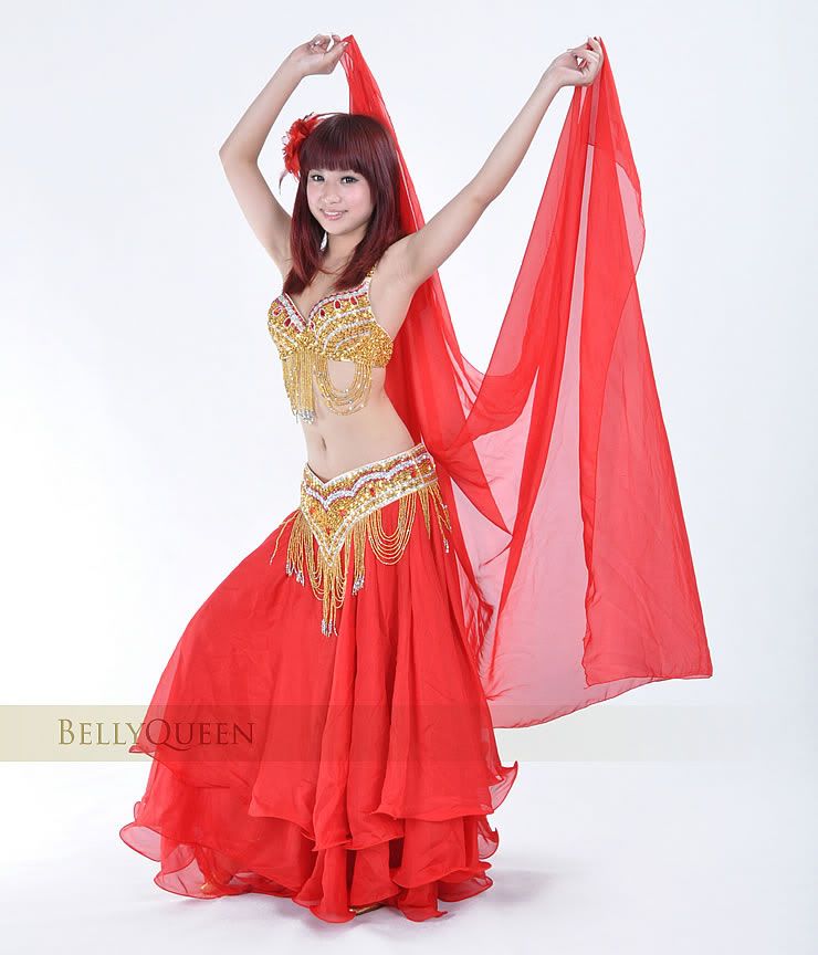 Dancewear Polyester Belly Dancing Costumes For Ladies