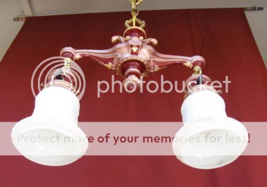 1920s ART NOUVEAU CHANDELIER W/ GLASS SHADES  