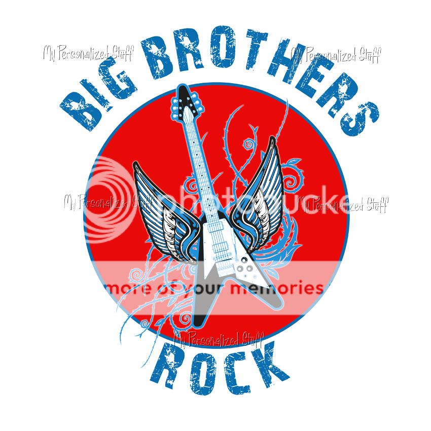 Personalized BIG BROTHER Sibling Rock Guitar T shirt  