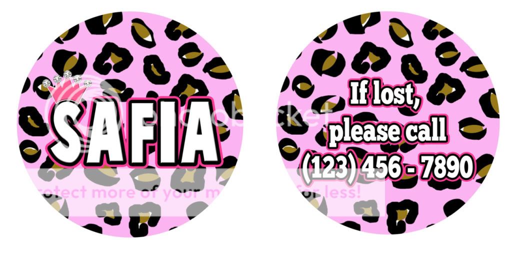 Personalized PRINCESS LEOPARD PRINT child Backpack ID Bag Tag 